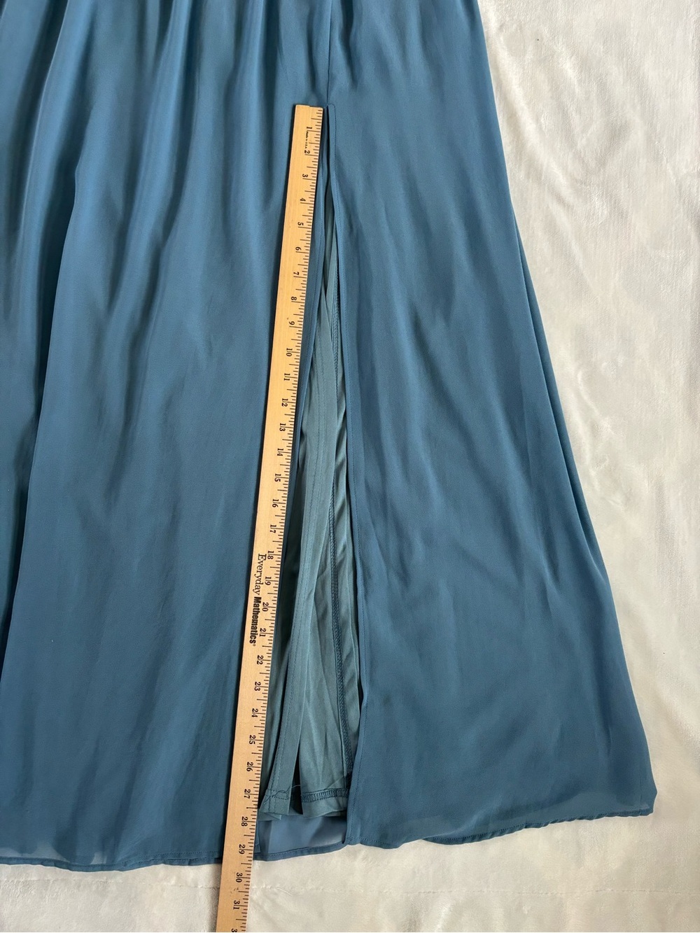 Lulus Lost in the Moment Slate Blue Maxi Dress Flutter Sleeve Front Slit Size S - Picture 10 of 12